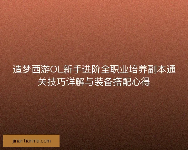 造梦西游OL新手进阶全职业培养副本通关技巧详解与装备搭配心得