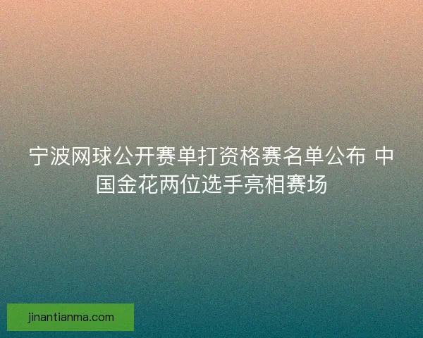 宁波网球公开赛单打资格赛名单公布 中国金花两位选手亮相赛场